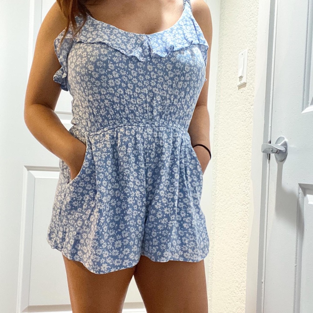 Blue Floral Romper (M)
